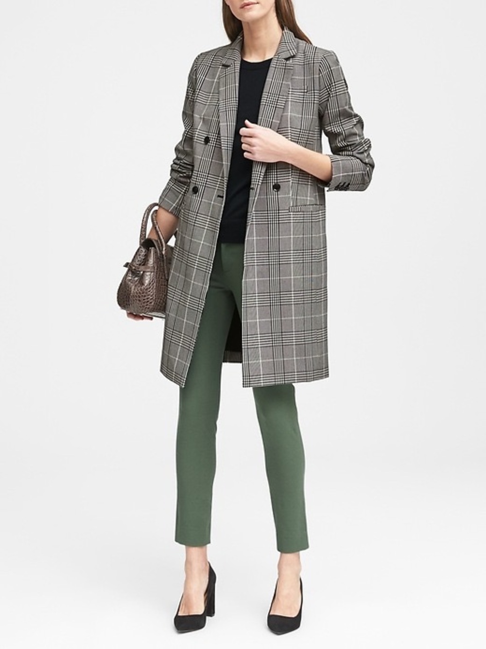 Banana Republic Genplaid Long Car Coat